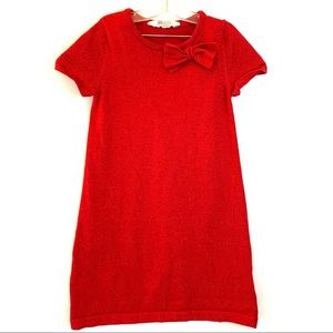 H&M Girls Red Sparkly Holiday Dress with Bow